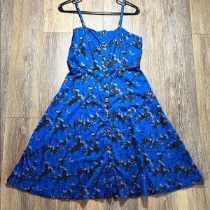 Blue Floral Button-Down Dress